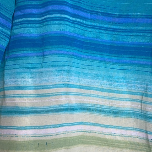 Napa Valley Green Blue Striped Top 1X PLUS SIZE - Picture 2 of 8